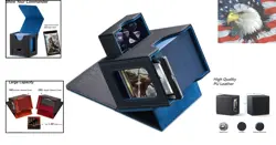 Luxury MTG Commander Card Deck Box - Holds 100 Double-Sleeved Cards, Black/Blue - Image 2