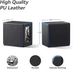 Luxury MTG Commander Card Deck Box - Holds 100 Double-Sleeved Cards, Black/Blue - Image 4