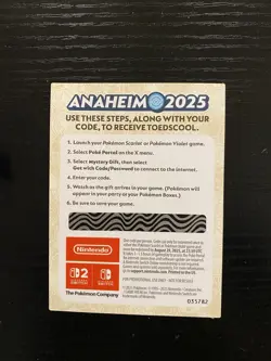 Exclusive Pokemon Worlds Anaheim 2025 Toedscool Code Scarlet or Violet Game - Image 2