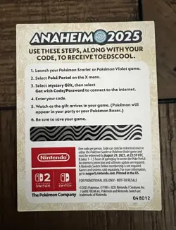 Exclusive Pokemon Worlds Anaheim 2025 Toedscool Code Scarlet or Violet Game - Image 2