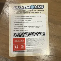 Exclusive Pokemon Worlds Anaheim 2025 Toedscool Code Scarlet or Violet Game - Image 2