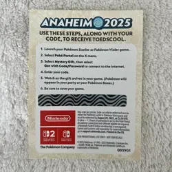 Exclusive Pokemon Worlds Anaheim 2025 Toedscool Code Scarlet or Violet Game - Image 2