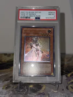 Yugioh Sage Of Silence 1st Edition Ultimate Rare STON-EN015 PSA 8 - Image 3