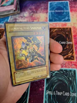 Yugioh Elemental HERO Sparkman YSD-ENS01 Ultra Rare Limited Moderately Played - Image 4