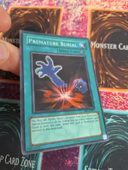 Yugioh Premature Burial DB1-EN091 Super Rare Unlimited Moderately Played - Image 2