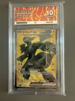 Zekrom EX Black Bolt English Secret Rare Card 158/086 Ace Grading Gem Mint 10 - Image 1