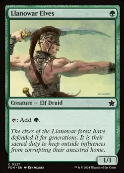 NM-Mint, English MTG Regular Llanowar Elves Foundations Magic the Gathering - Image 1