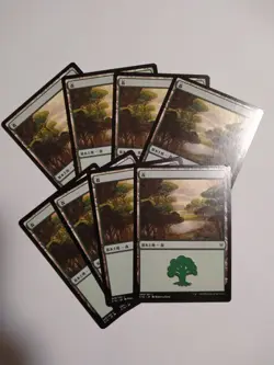Mtg Magic The Gathering Basic Land Forest Japan Edition 8-Piece Set - Image 1