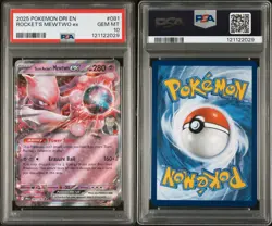 2025 POKEMON DRI EN-DESTINED RIVALS #081 TEAM ROCKET'S MEWTWO EX PSA 10 - Image 2