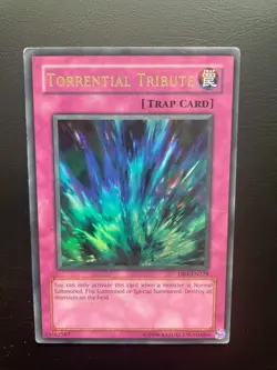 Yugioh Torrential Tribute DB1-EN228 Unlimited Edition Ultra Rare Damaged - Image 1