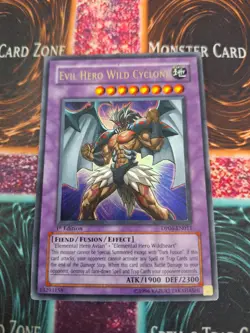 Yugioh Evil Hero Wild Cyclone DP06-EN011 Ultra Rare 1st Edition Near Mint - Image 1