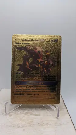Nintendo Pokemon Umbreon & Darkrai GX Gold Foil Metal Fan Art Card 270HP - Image 1