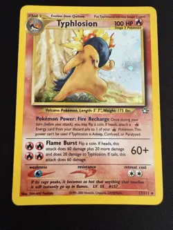 Pokemon Neo Genesis 2000 Typhlosion Holo Rare Card TCG 17/111 - Image 3