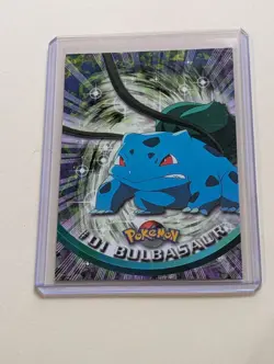1999 Topps Series 1 Pokemon TV Animation Black Logo Bulbasaur #1 Vintage Card LP - Image 1