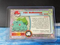 1999 Topps Series 1 Pokemon TV Animation Black Logo Bulbasaur #1 Vintage Card LP - Image 2