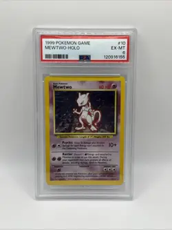 1999 Pokemon TCG Mewtwo Base Set Holo Rare 10/102 PSA 6 - Image 1