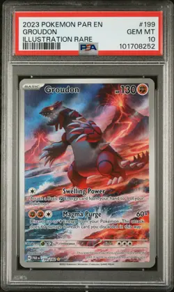 Pokemon PSA 10 Groudon 199/182 SV04: Paradox Rift Illustration Rare Holo - Image 1