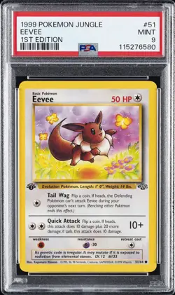1999 POKEMON JUNGLE 1ST ED #51 EEVEE PSA 9 - Image 1