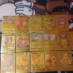 Pokemon Gold Foil Fan Art Card PIKACHU LOT OF 16 - Image 1