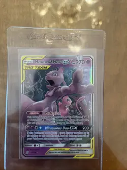 Mint Mewtwo & Mew GX 71/236 Tag Team Ultra Rare Unified Minds Pokemon Card NM/M - Image 1