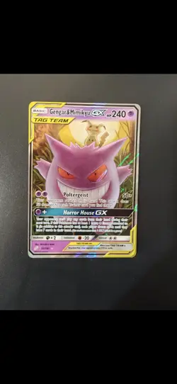 NM! Gengar & Mimikyu GX (53/181) S&M Tag Team Team Up Ultra Rare Pokemon Card! - Image 1