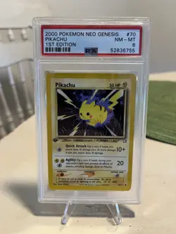 2000 Pokemon Pikachu #70 Neo Genesis 1st Edition PSA 8 - Image 1