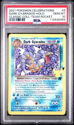 PSA 10 Dark Gyarados 8/82 Celebrations Classic Collection Holo Rocket Pokemon - Image 1