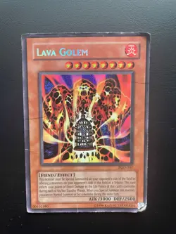 Yugioh Lava Golem PGD-107 Secret Rare Unlimited Edition Damaged - Image 1