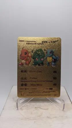 Nintendo Pokemon Charmander, Bulbasaur & Squirtle GX Gold Foil Fan Art Card - Image 1