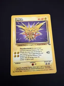 Pokemon TCG Zapdos Fossil Holo Unlimited Rare Card 15/62 Vintage WOTC - Image 1