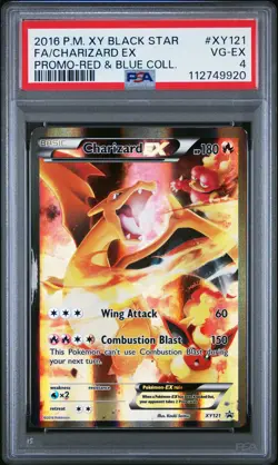 CHARIZARD EX Black Star Promo Full Art Red Blue Collection #XY121 PSA 4 MTG - Image 1