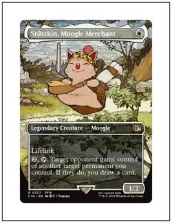 1x Stiltzkin, Moogle Merchant, Borderless Art, Final Fantasy, Magic MTG NM - Image 1