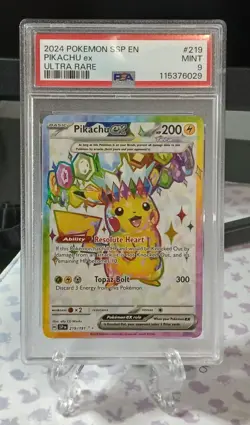 2024 Pokemon Surging Sparks Pikachu Ex - Ultra Rare - 219/191 - PSA 9 MINT - Image 1