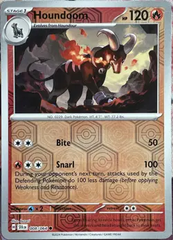 Houndoom Reverse Holo - 008/064 - Shrouded Fable Pokemon 2024 - Image 1