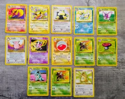 Pokemon RARE Vtg 13 Card Lot JUNGLE Set 1999 WOTC Snorlax Kangaskhan Mr Mime - Image 1