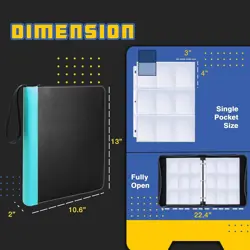Card Binder, 9 Pocket Waterproof Trading Card Album, 720 Pocket Double Sided ... - Image 3
