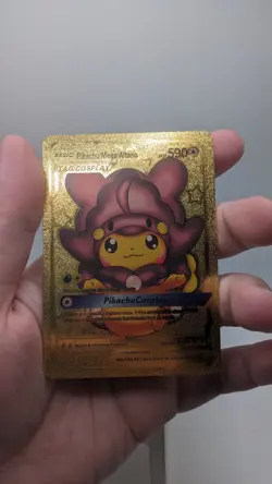 Nintendo Pikachu Mega Altaria 590HP Gold Foil Metal Fan Art Card Cosplay - Image 3