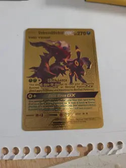 Pokemon Umbreon & Darkrai GX Gold Foil Fan Art Card HP270 Tag Team - Image 1