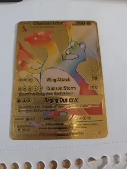 Charizard GX Rainbow Gold Foil Art Textured Collector Pokemon Card 150/147 HP250 - Image 1