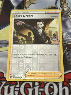 Boss’s Orders 154/192 (Giovanni) Pokemon Regional Stamped Promo card LP - Image 1