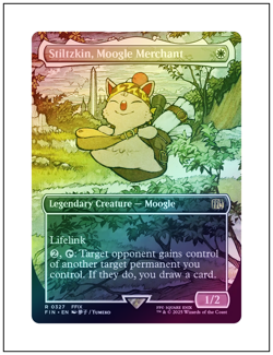 1x Stiltzkin, Moogle Merchant, Foil, Borderless Art, Final Fantasy, Magic MTG NM - Image 1