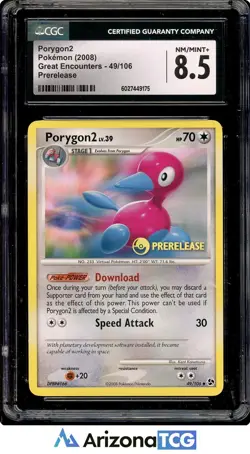 Pokemon 2008 Porygon2 49/106 Prerelease Stamp Great Encounters CGC 8.5 - Image 1