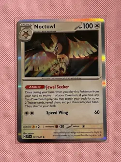 Pokemon TCG Noctowl Holo Rare Card 115/142 Stellar Crown Mint Condition - Image 1