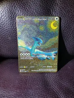 Pokemon Lugia Starry Night Van Gogh Gold Metal Black Star Promo Display Card NM - Image 1