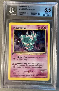 Pokemon 2001 Misdreavus Beckett Graded 8.5 Neo Revelation 1st Edition Holo 11/64 - Image 1