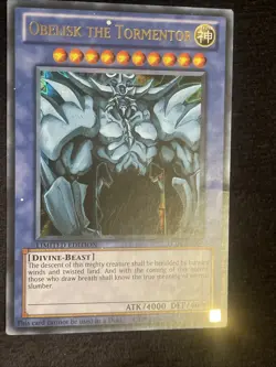 Yugioh Obelisk the Tormentor LC01-EN001 Quarter Century Secret Rare Near Mint - Image 1