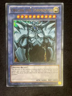 Yugioh Obelisk the Tormentor LC01-EN001 Quarter Century Secret Rare Near Mint - Image 2