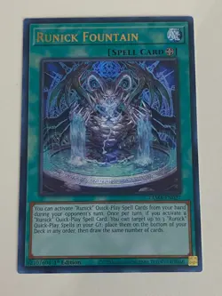 Yugioh - Runick Fountain - 1st Edition Ultra Rare NM - Free Holo Card - Image 1