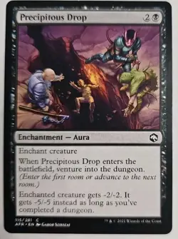 MTG Magic The Gathering Card Precipitous Drop Enchantment Aura Black AFR 2021 - Image 1