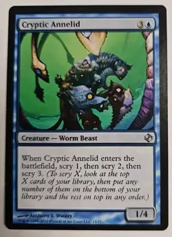 MTG Magic The Gathering Card Cryptic Annelid Creature Worm Beast Blue DD Vensor - Image 1